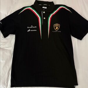 Lamborghini Black Polo with Red and Green Italian flag color accents. Authentic.